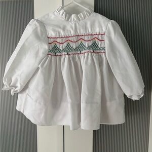 Madeline White Smocked vintage baby dress with Embroidery